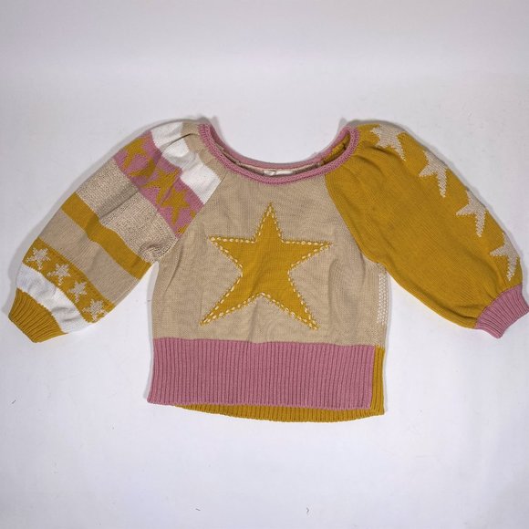 LOVE SHACK FANCY Pink/Yellow 'Ryland' Star Sweater - Picture 2 of 5